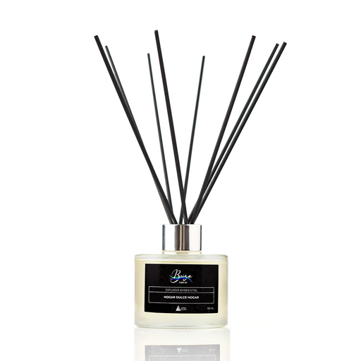 Difusor ambiental de varillas Hogar Dulce Hogar de Briza Parfums, 150 ml. Aroma duradero y elegante para el hogar. Distribuido por Essenciel.