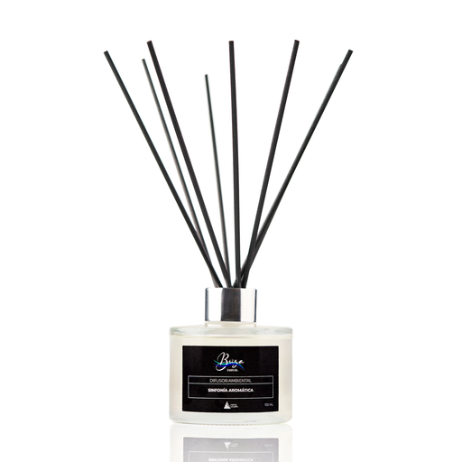 Difusor ambiental de varillas sinfonia aromatica de Briza Parfums, 150 ml. Aroma duradero y elegante para el hogar. Distribuido por Essenciel.