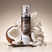 Body Mist Coconut Andrew’s de 155 ml en una composición con ingredientes que evocan sus notas aromáticas.