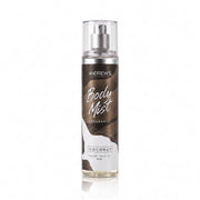 Body Mist Coconut Andrew’s de 155 ml, botella con etiqueta café y tapa transparente.