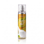 Body Mist Mango Andrew’s de 155 ml, botella con etiqueta amarilla y tapa transparente.
