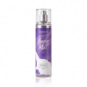 Body Mist Spell Andrew’s de 155 ml, botella con etiqueta morada y tapa transparente.