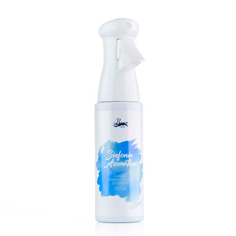 Aromatizante en spray Sinfonía Aromática de Briza Parfums, 350 ml. Fragancia para el hogar con aroma envolvente. Distribuido por Essenciel.